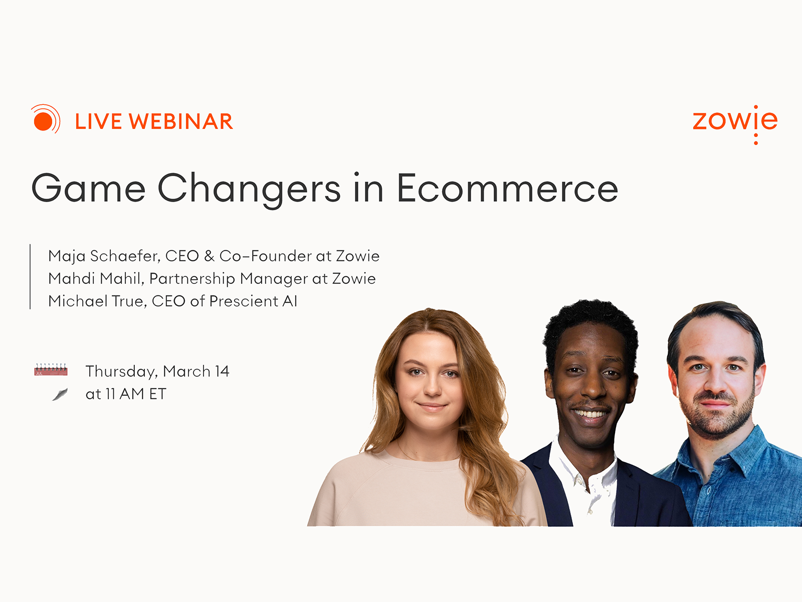 Game Changers in Ecommerce webinar poster featuring mike true of prescient ai