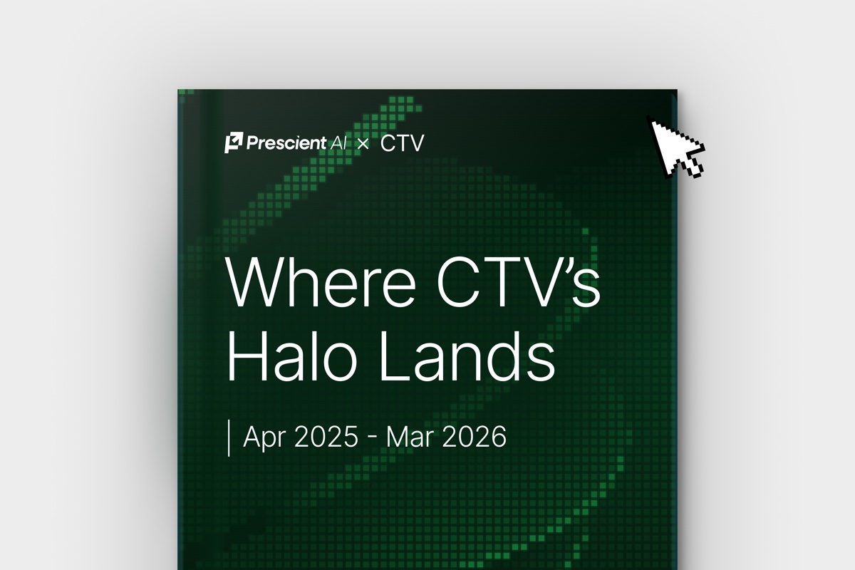 Prescient AI CTV benchmark report cover titled Where CTV's Halo Lands