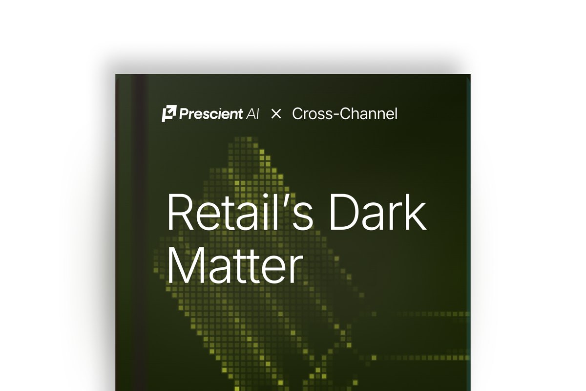 Prescient AI x Cross-Channel benchmark report cover titled Retail's Dark Matter