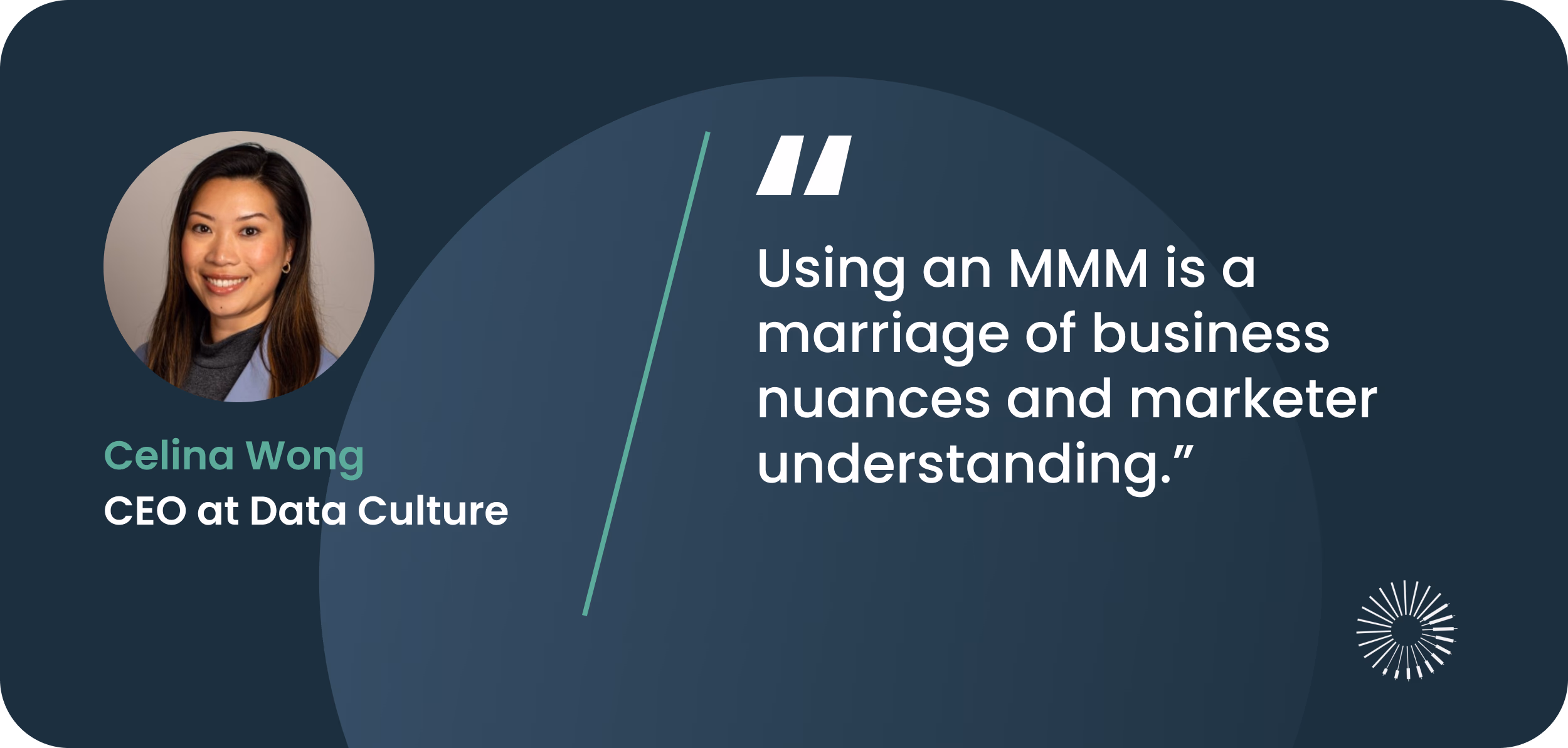 Quote from Celina Wong, CEO at Data Culture, on using MMM for growth stage marketing