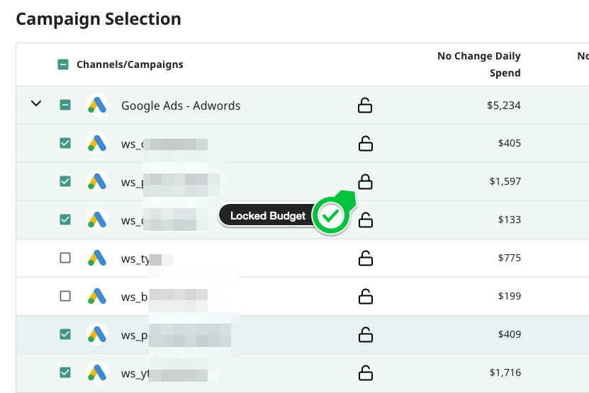 Optimizer Budget Locking